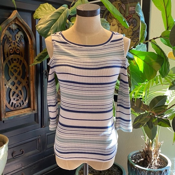 Free People Rory Striped Cold-Shoulder Top - Picture 3 of 14
